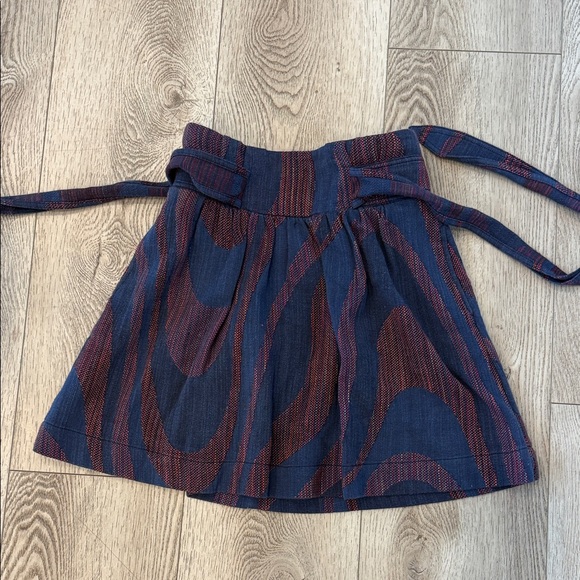 Anthropologie Navy and Burgundy Mini Skirt - Picture 3 of 4